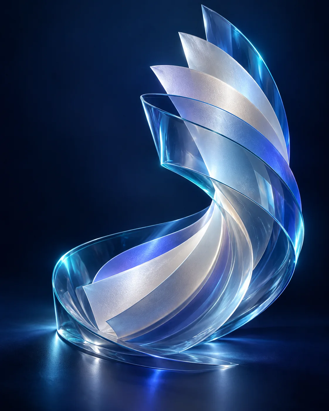 Pagine di vetro blu e turchese che prendono forma